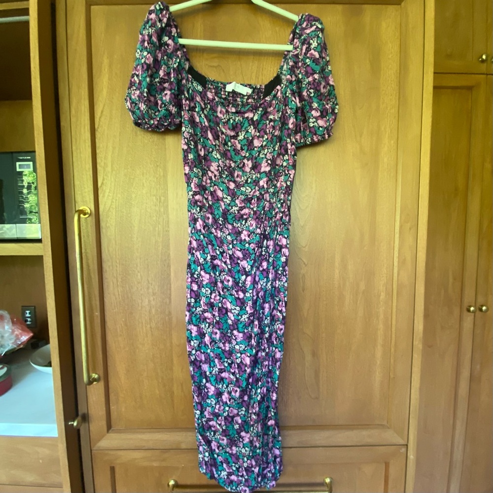 Astr Floral Midi Dress - Pink and Purple
